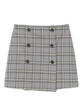 H&M Divided Plaid Wrap-over Yellow and Black Checked Lined Preppy Mini Skirt🖤💛